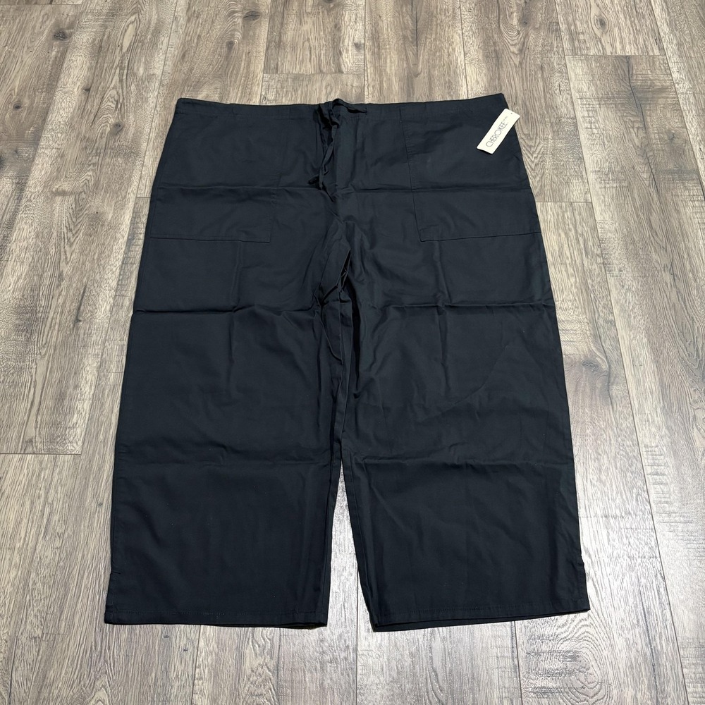 Cherokee Pants Womens XXL Black Cotton Twill Cropped Drawstring Relaxed VTG NOS